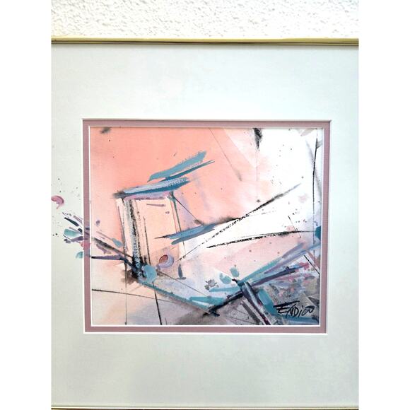 Mary Endico Original Abstract Watercolor Painting 16x15 Signed Gold Frame - Picture 2 of 10